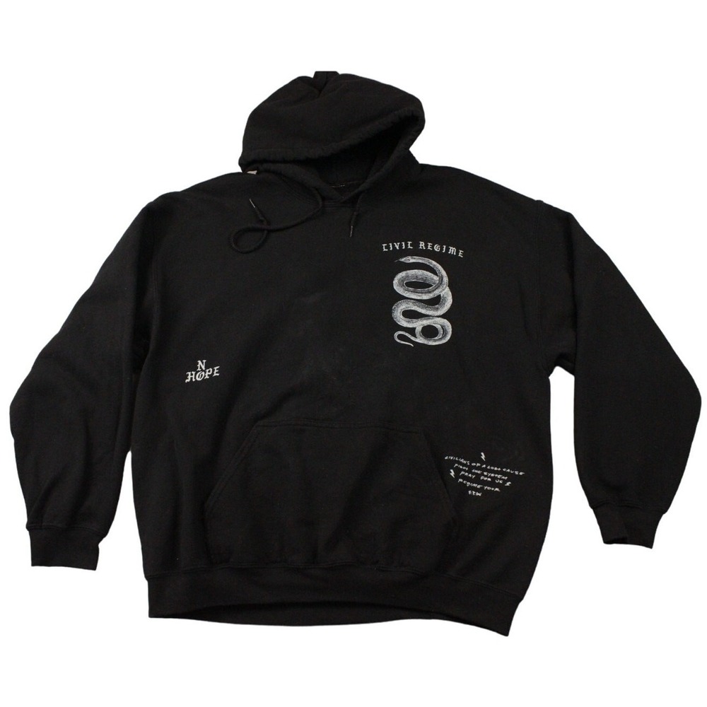 Civil Regime Snake Tour Hoodie Black Graphic Pullover Mens XL Streetwear